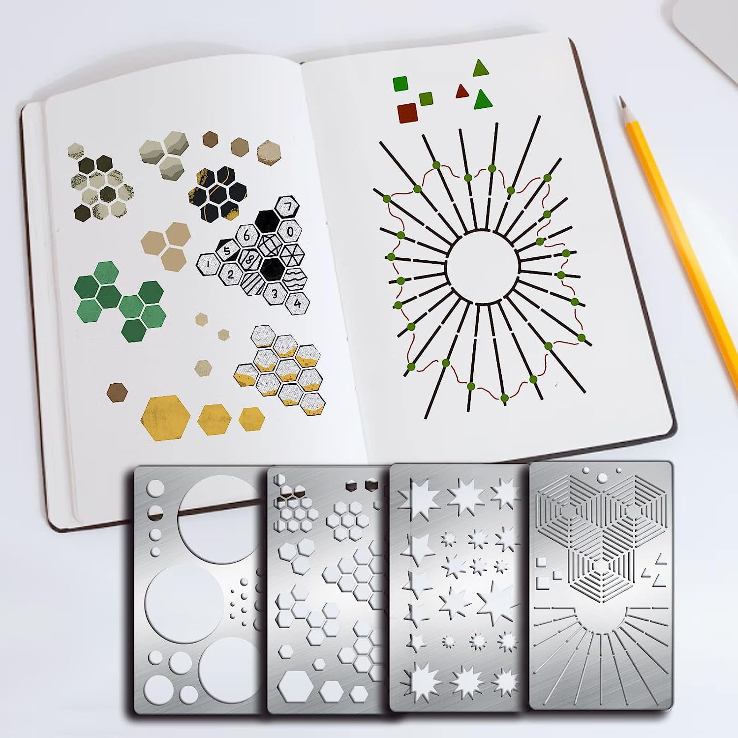 4 Pcs Irregular Elements Metal Journal Stencil Templates for DIY ...