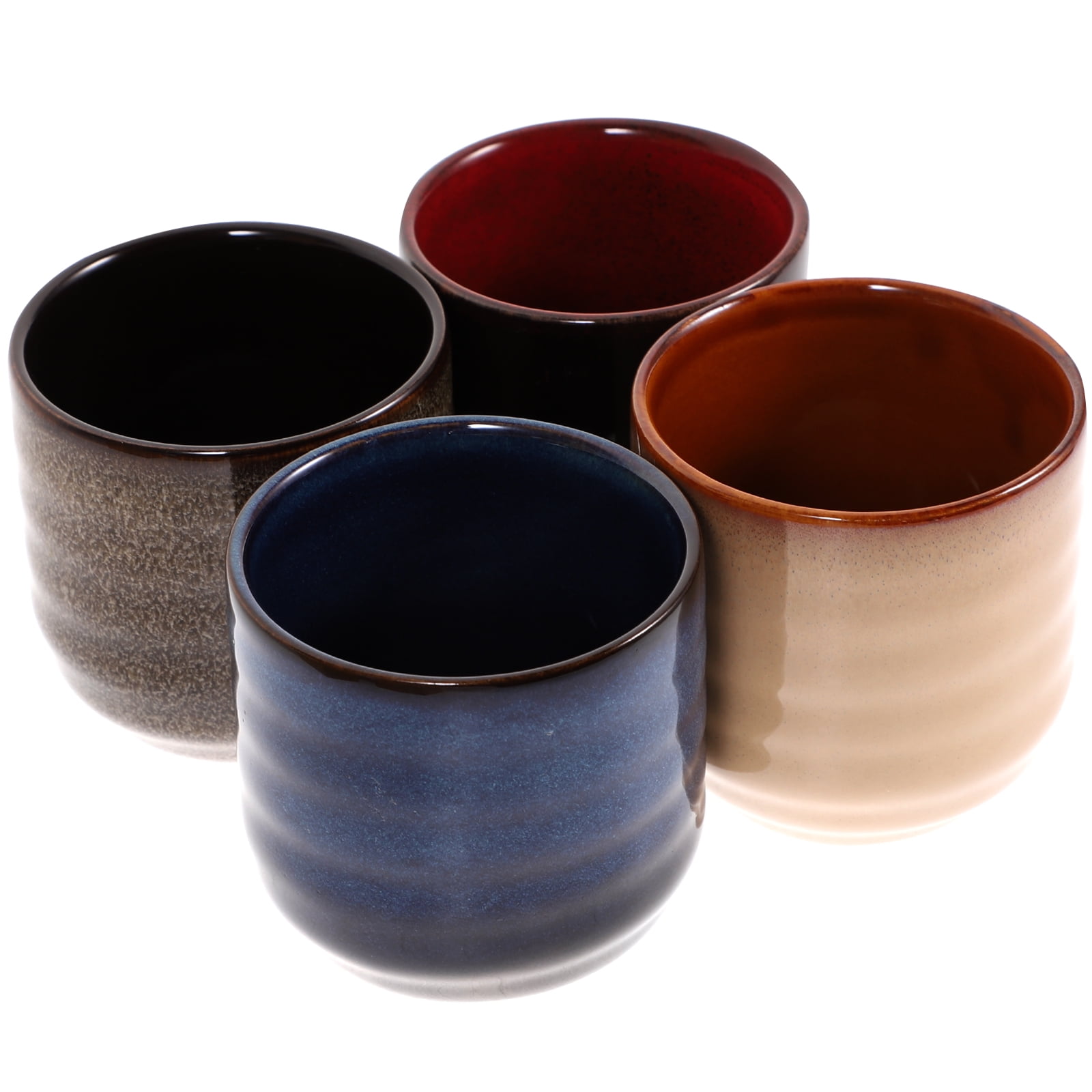 4 Pcs Japanese Tea Cup Chinese Ceramic Teacup Glass Coffee Tumbler ...