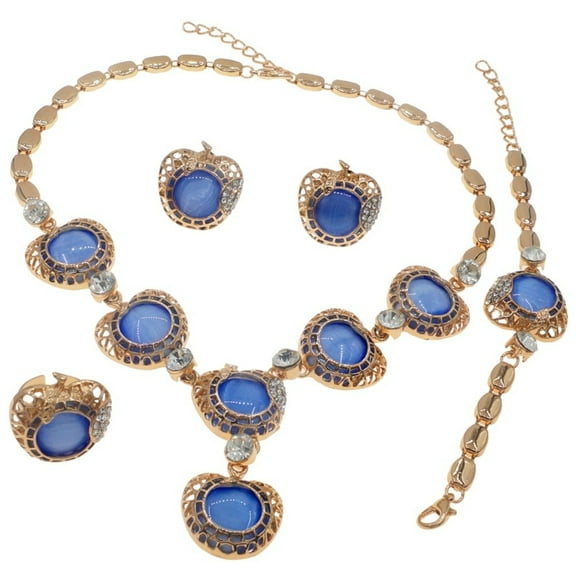 4 Pcs Jewelry Sets for Women Crystal Necklace Bracelet Earrings Ring Bridal Jewelry Set for Wedding Women's Jewelry Sets