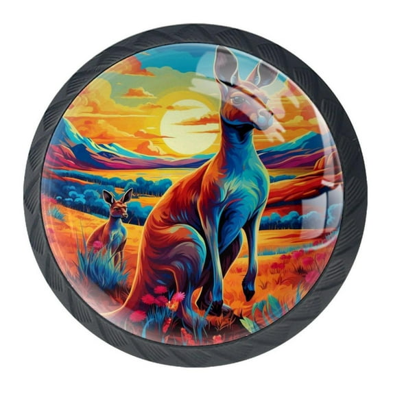 4 Pcs Kangaroo Knobs for Kitchen Cabinet Cupboard Dresser Bookcase Drawer Pulls Handles Round Home Decor