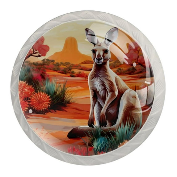 4 Pcs Kangaroo Knobs for Kitchen Cabinet Cupboard Dresser Bookcase Drawer Pulls Handles Round Home Decor