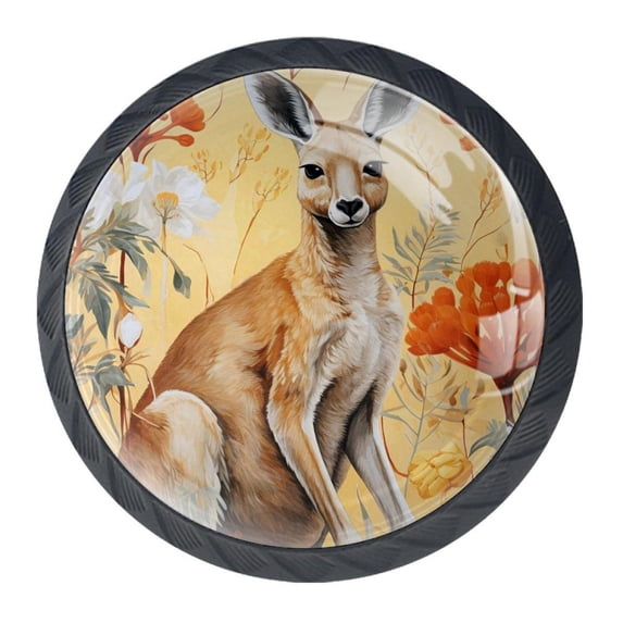 4 Pcs Kangaroo Knobs for Kitchen Cabinet Cupboard Dresser Bookcase Drawer Pulls Handles Round Home Decor