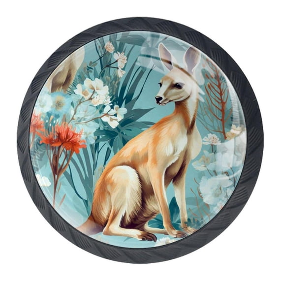 4 Pcs Kangaroo Knobs for Kitchen Cabinet Cupboard Dresser Bookcase Drawer Pulls Handles Round Home Decor