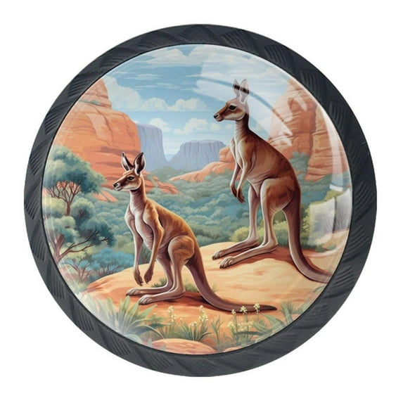 4 Pcs Kangaroo Knobs for Kitchen Cabinet Cupboard Dresser Bookcase Drawer Pulls Handles Round Home Decor