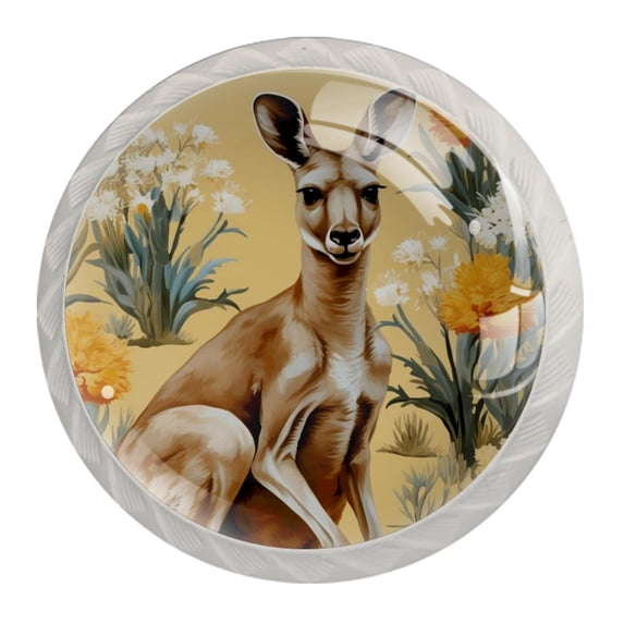 4 Pcs Kangaroo Knobs for Kitchen Cabinet Cupboard Dresser Bookcase Drawer Pulls Handles Round Home Decor