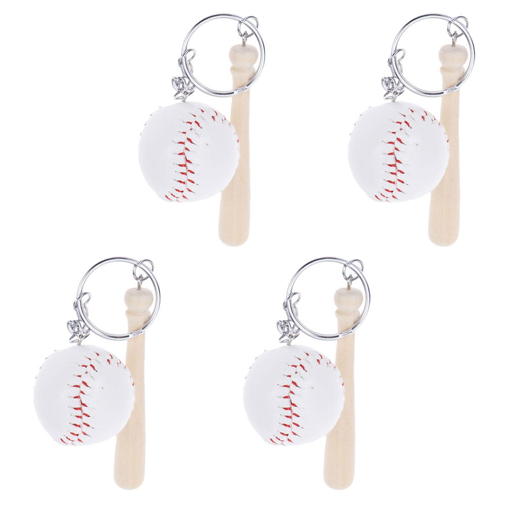 4 Pcs Key Chain Rings The Boys Keyring Baseball Bat Keychain Wood ...