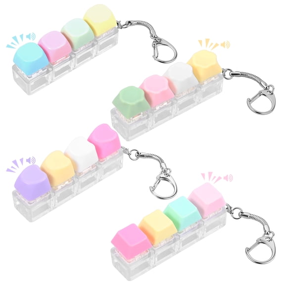 4 Pcs Keyboard Fidget Toy, Keyboard Fidget Keychain Keyboard Decompression Button Finger Clicker Toys, Button Stress Relief Fidget Gifts to Relief Stress