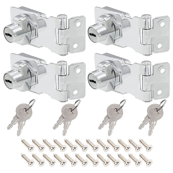 4 Pcs Keyed Hasp Locks 2.5 Inch Twist Knob Keyed Locking Hasp, Metal Safety Hasp Latches Keyed Different