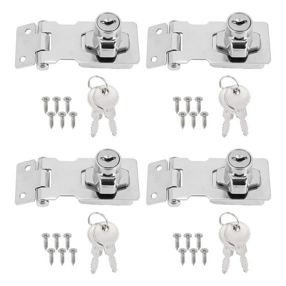 4 Pcs Keyed Hasp Locks 2.5 Inch Twist Knob Locking Hasp, Metal Latches Different