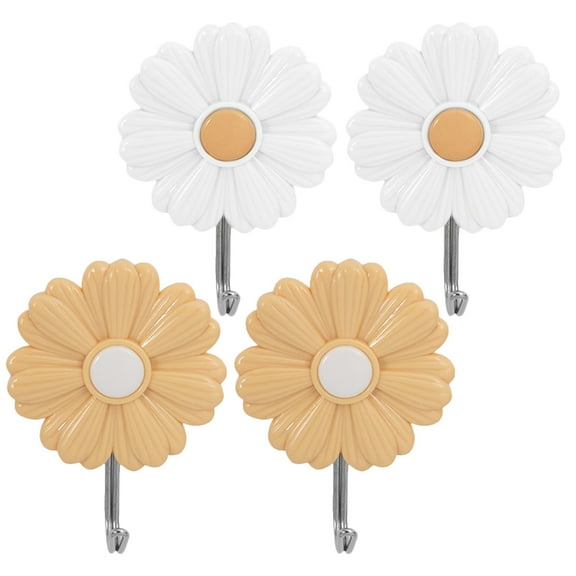 4pcs Strongly Adhesive Wall Hook Decorative Daisy Hook Punch-free Clothes Hat Hook Hanger