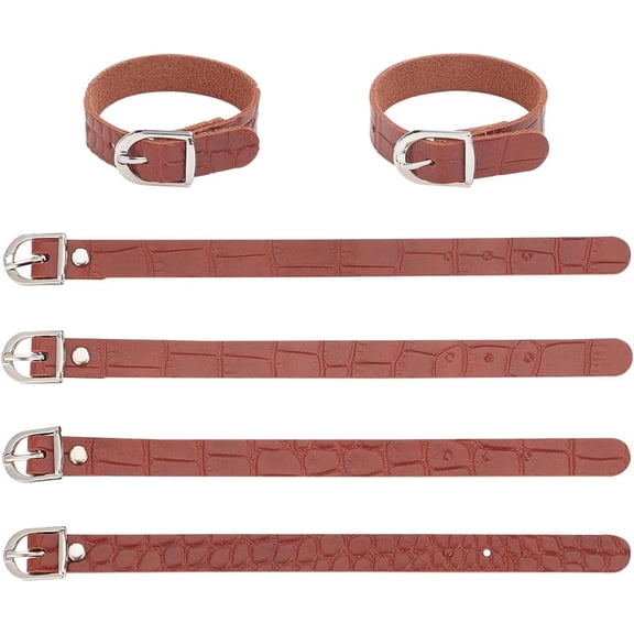 4 Pcs Kilt Extender Straps PU Leather Cuff Belt Buckles 7.7 inch Adjustable Armbands Non Slip Sleeve Holders for Shirt Coat Jacket Dress Bags DIY Craft Coconut Brown 4pcs