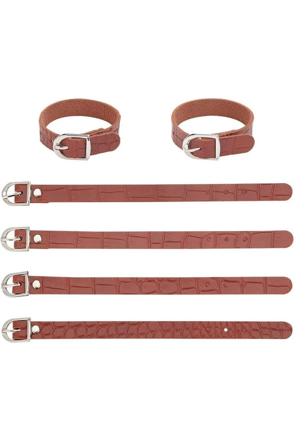 4 Pcs Kilt Extender Straps PU Leather Cuff Belt Buckles 7.7 inch Adjustable Armbands Non Slip Sleeve Holders for Shirt Coat Jacket Dress Bags DIY Craft Coconut Brown