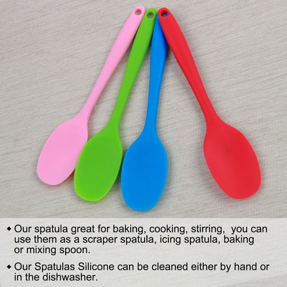 4 Pcs Kitchen Cooking Silicone Spatula Heat Resistant Turner Scraper Baking Utensils Red Blue Pink Green