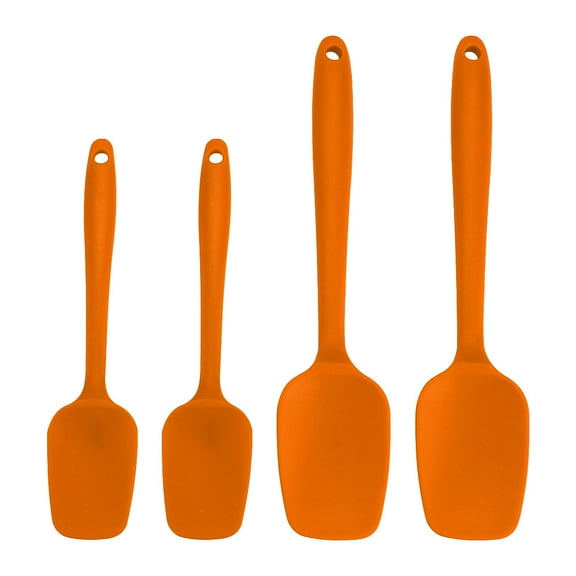 4 Pcs Kitchen Cooking Silicone Spatula Heat Resistant Turners Scraper Baking Utensils Orange