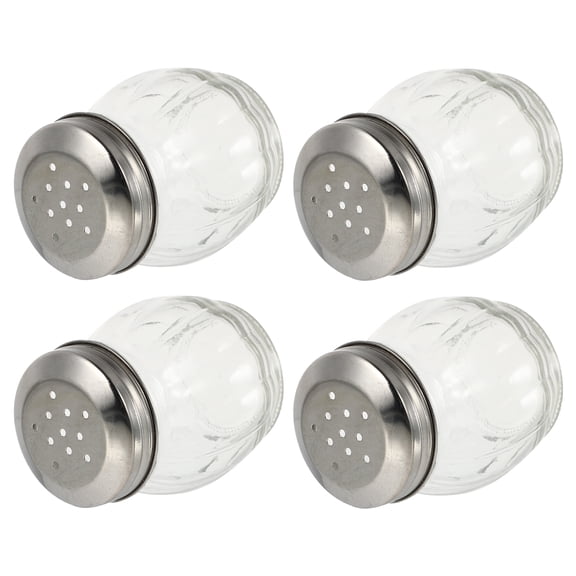 FUEENIRVA Set of 4 Transparent Glass Condiment Bottles, Multi-Functional and Easy to Use for Kitchen and Dining