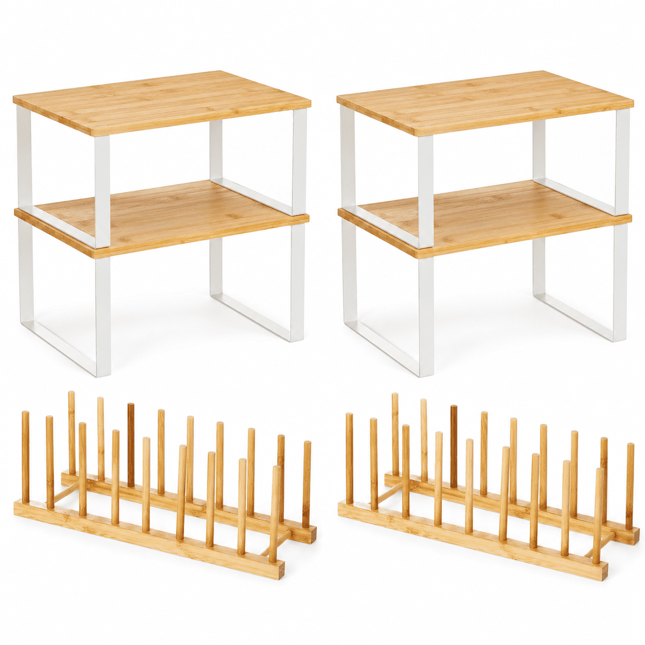 4 Pcs Kitchen Organizer Accessories Set for Cabinet, Wood, 11.8 x 7.9 ...