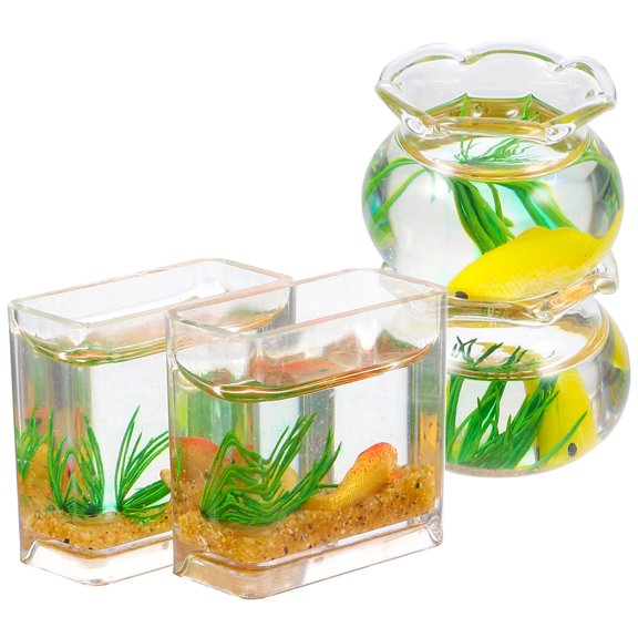 Set of 4 Mini Glass Fish Table Decorations for Home, Girl Nursery or Kids Room