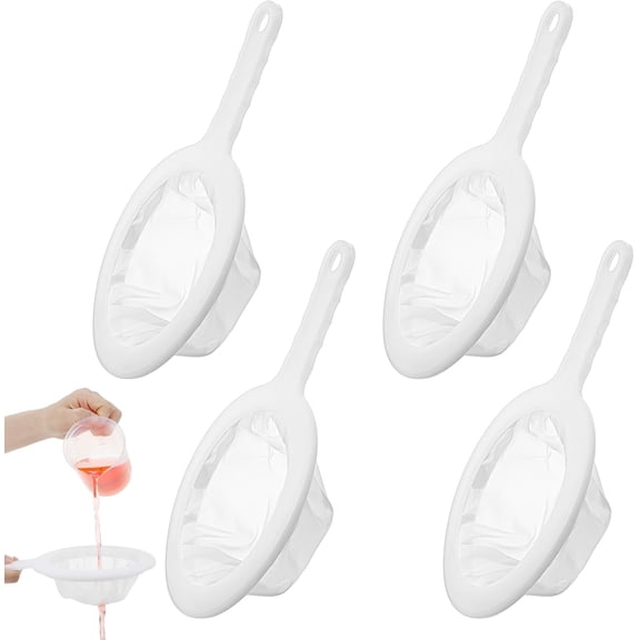 4 Pcs Kitchen Ultra-Fine Nylon Mesh Strainer(100/200/400) Brine Shrimp Net Sieve Fish Net Aquarium Sieve Reusable Food Grade Fine Filter Plastic Mesh Colander with Handle for Soy Milk Coffee