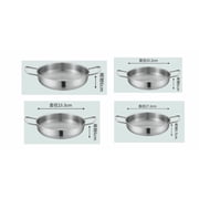 4 Pcs Korean Ramen Pot Set, Stainless Steel Noodle Pot with Double Handle, 8.4-10.7 in Diameter Flat Bottom Korean Cooking Pots for Noodles, Pasta, Soup