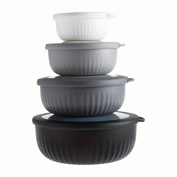 4-Pcs LDQ Nesting Mixing Bowl Set with Lids - Food-Grade Reusable for Meal Prep & Holiday Gatherings