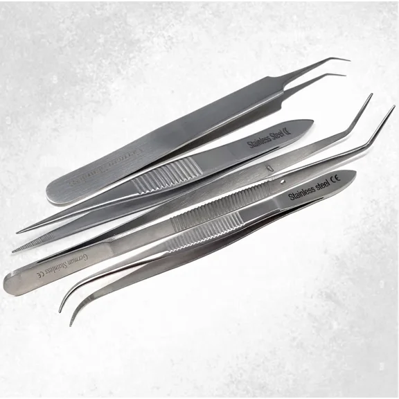 4 Pcs Lab Tweezers Straight + Curved Precision Tweezers For Lab Slides Experiments Multipurpose Kit