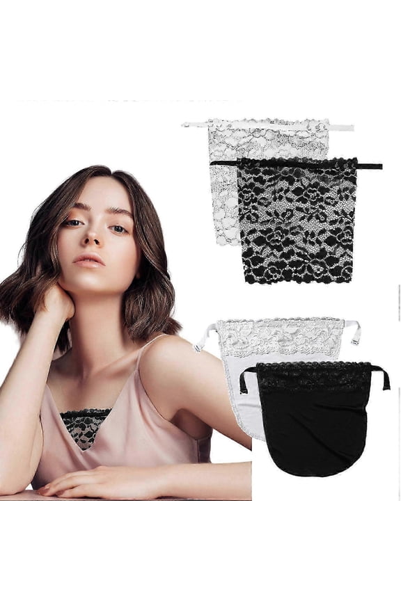 4 Pcs Lace Privacy Invisible Bra, Adjustable Lady Clip-on Mock Camisole Bra Lace Overlay Modesty Panels Vest, Lace Anti Peep Invisible Bra Vest for L