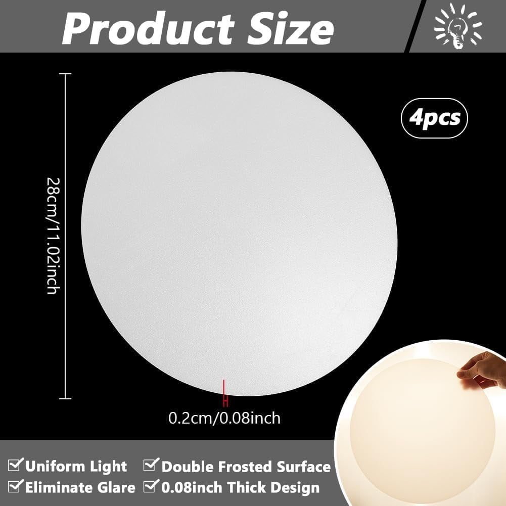 4 Pcs Lampshade Diffuser 2mm Thick Frosted White Diffuser Sheet Acrylic ...