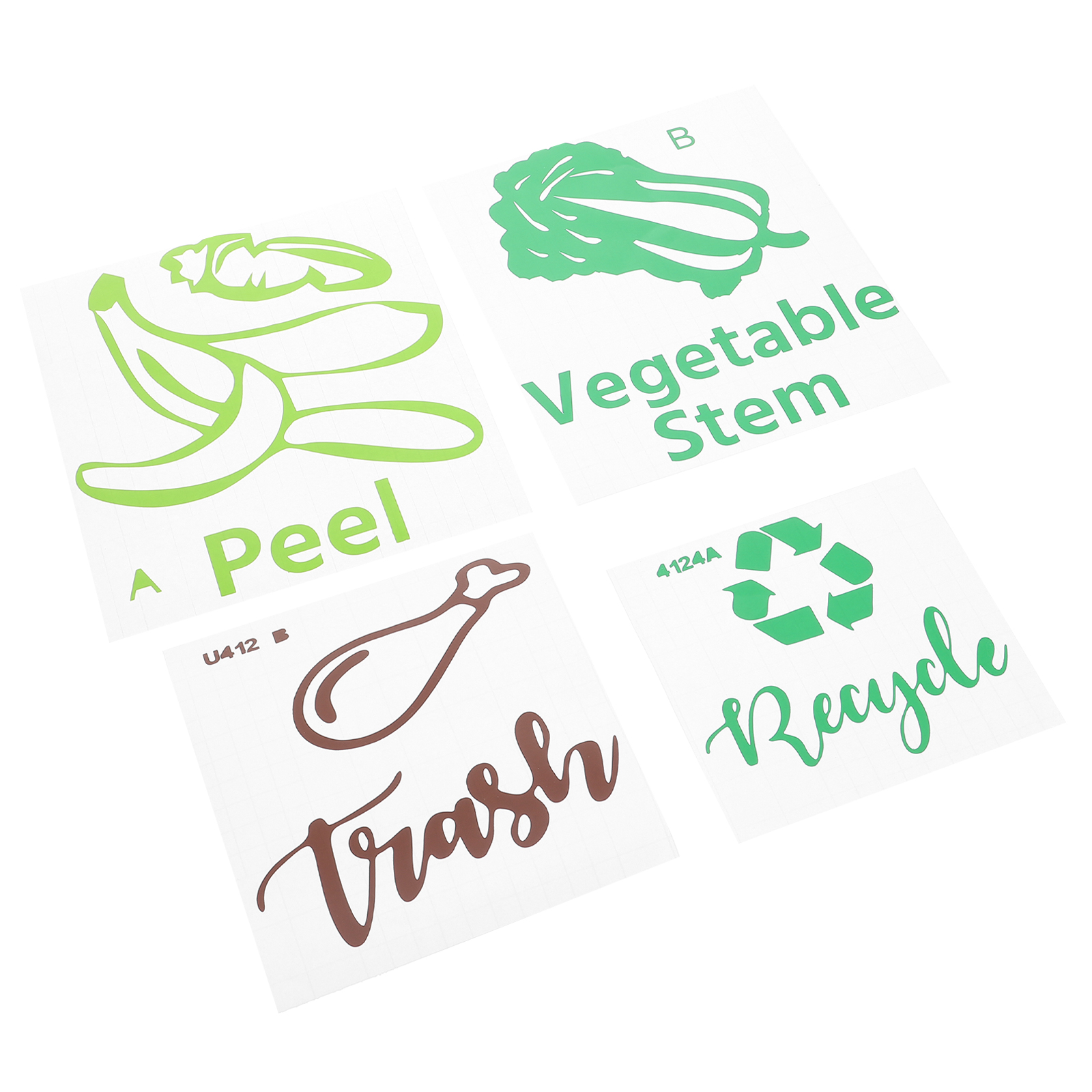 4 Pcs Large Alphabet Stickers Garbage Classification Mark Labels