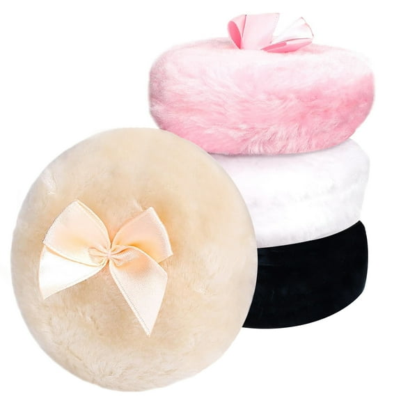 4 Pcs Large Fluffy Powder Puff, Powder Puffs for Face powder, Ultra Soft Body Powder Puff, Soft Face Body Powder Puff, Washable Reusable Makeup Puffs (Pink&White)