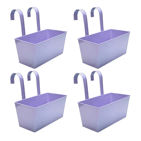 4 Pcs Large Hanging Flower Pots for Railing Railing Planter Box for Any Balcony, Porch or Deck Countryside Style Window Planter Boxes Are Perfect to Herbs & Flowers for Garden(Light Purple)
