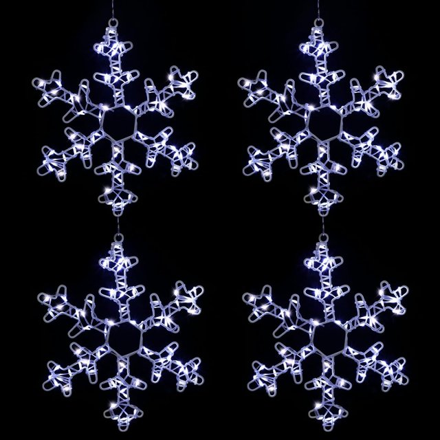 4 Pcs Large Lighted Snowflake Window Decorations Christmas Window