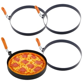 4 Pack Large Omelette Rings  8-Inch Nonstick Stainless Steel Egg Rings with Foldable Silicone Handles, for Griddle, Pancakes, Burgers & Breakfast Sandwiches, Dishwasher Safe