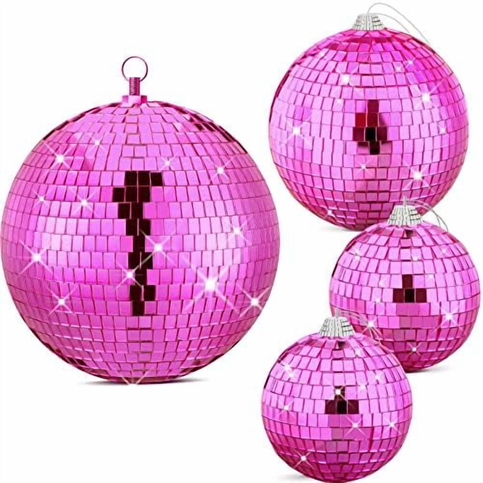 4 Pcs Large Pink Disco Ball Hot Pink Disco Night Accessories Party ...
