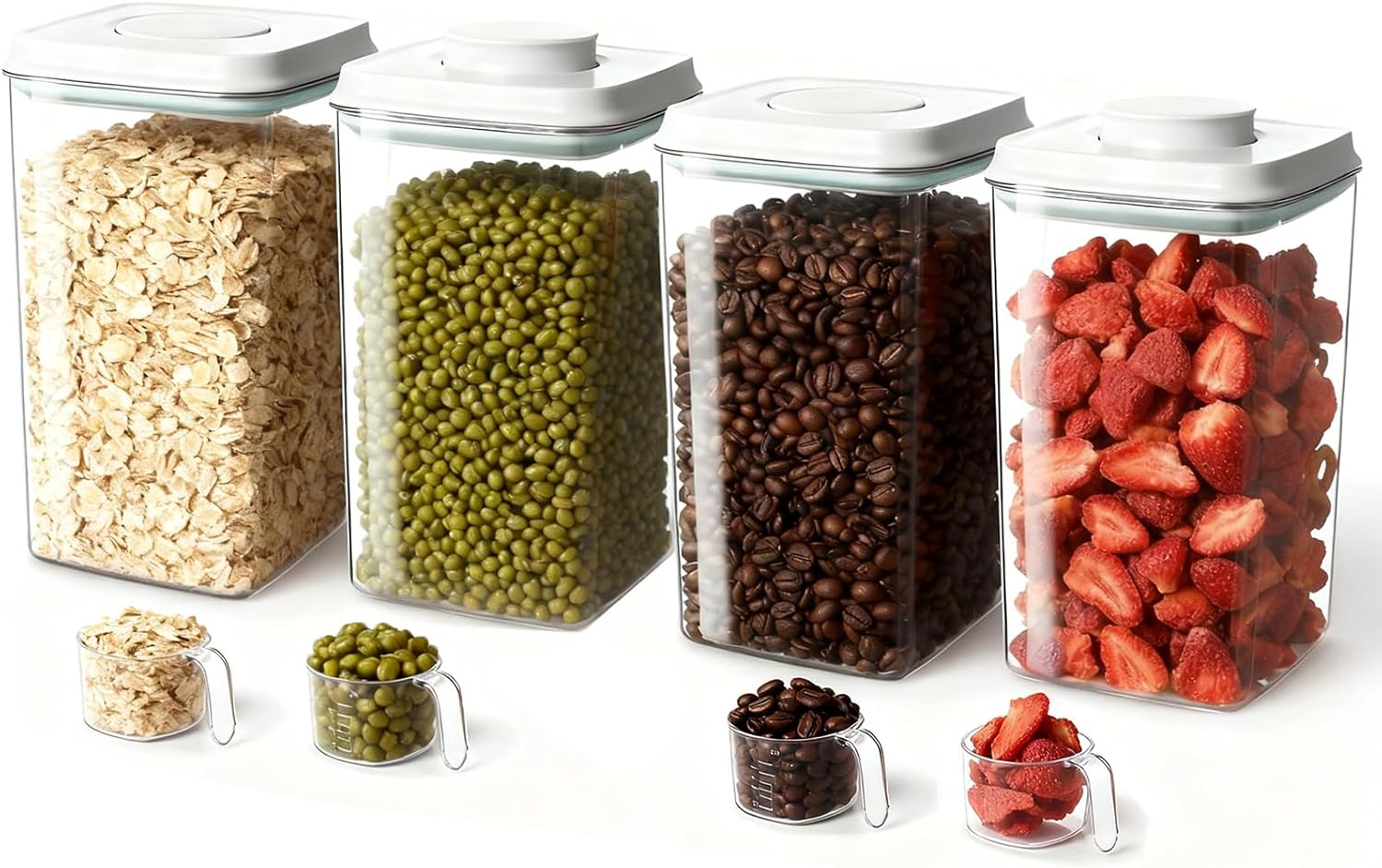 4 Pcs Large Pop Airtight Food Storage Containers Set with Lids, 4.2Qt ...