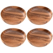 4 Pcs of Large Wooden Salad Bowls, Acacia Wood Soup and Pasta Bowls, Long-Lasting, Heat-resistant, Great for Charcuterie, Fruits, and Salads, 6.4 x 1.57 in /16 x 4 cm