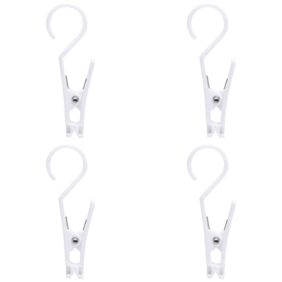 4 Pcs Laundry Hooks,Plastic Clothes Pins,Plastic Home Travel Clothespin,Small Hanger Clips,Laundry Hooks Clothes Pins Hanging Clips,Multi-Purpose Laundry Clips for Home,Travel,Camping Tent,White