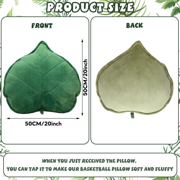 4 Pcs Leaf Shaped 3D Throw Pillows Plush Plant Pillow Novelty Dark Green Pillows Decorative Pillow for Plant Lovers Aesthetic Cute Pillow for Bed Sofa Car Floor Couch Living Room Bedroom Decor