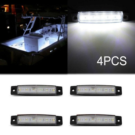 4 Pcs Led Strip Light Cool Courtesy Lights DC 12-24V Marine Grade Utility White 3.8 X 0.8 X 0.4 Inch 6 LED Durable