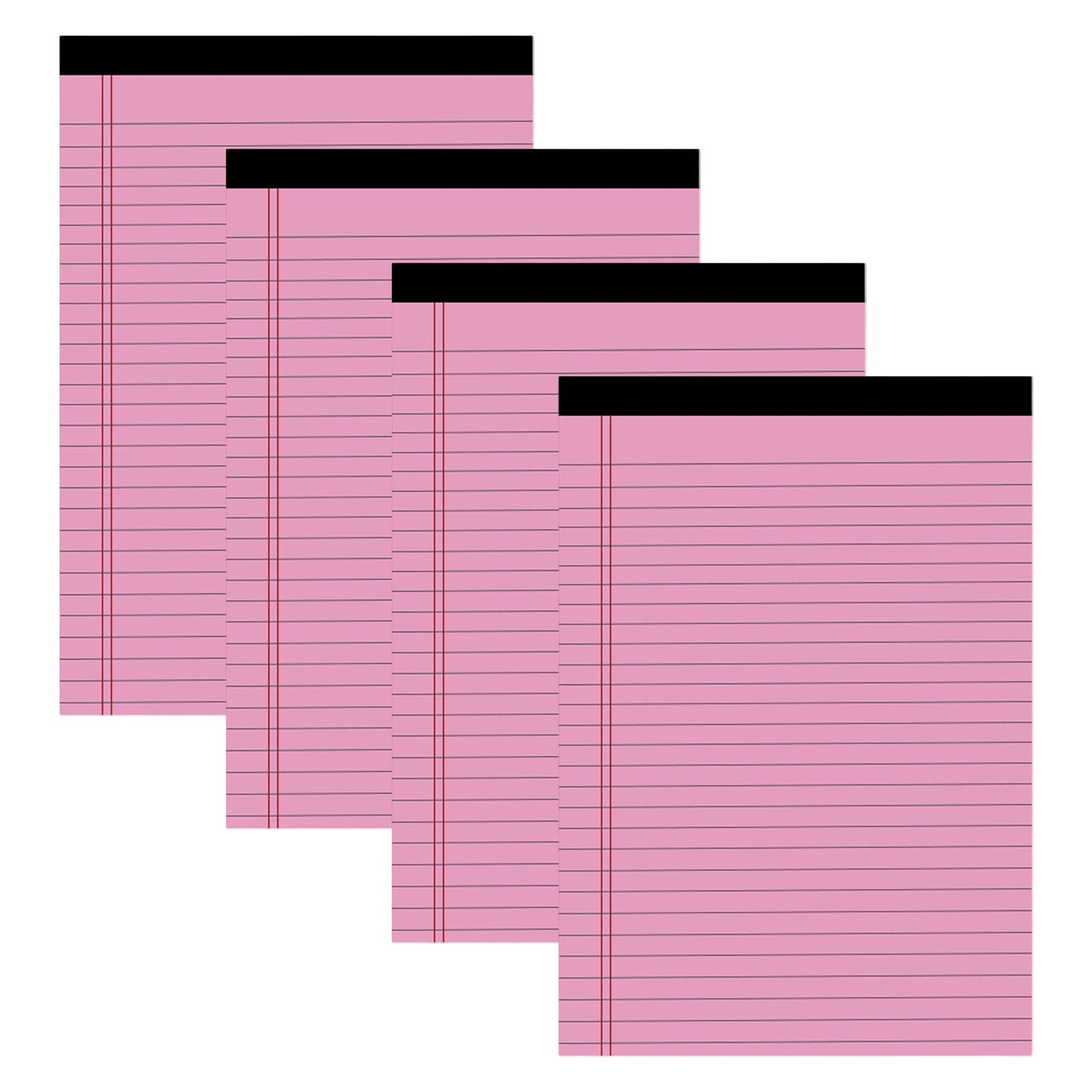 4 Pcs Legal Pads,Colored Lined Note Pads,Perforated Writing Pads Lined Paper,8.42 X 11.65 Inch College Ruled Notepad,50 Sheets/Pad,Colored Legal Ruled Pads for Home,Office,To-Do Lists,Pink
