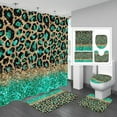thumbnail image 1 of 4 Pcs Leopard Print Shower Curtain Set with Non-Slip Rugs, Toilet Lid Cover and Bath Mat, Black Gold Glitter Bling Bathroom Decor Set with Shower Curtain and Rugs and Accessories, 1 of 6