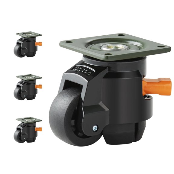 4 Pcs Leveling Casters Heavy Duty Swivel Caster Wheels With Handle Design Height Adjustable Feet For Workbench Machine ,Quiet and Smooth