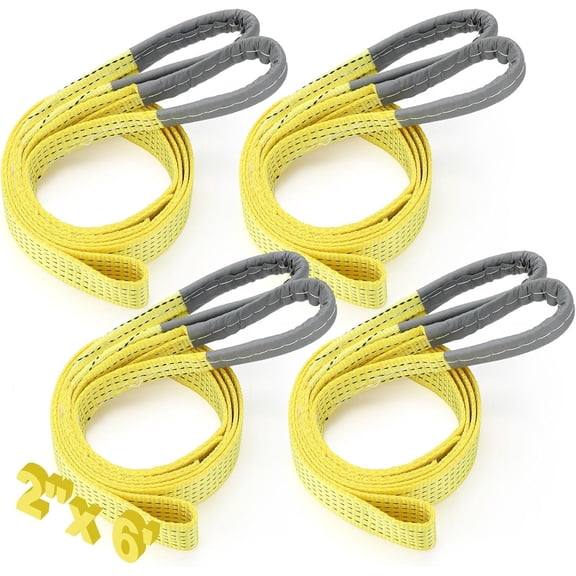 4 Pcs Lift Sling Straps Heavy Duty Web Slings Straps Polyester Nylon for Hoist Car Outdoor Using