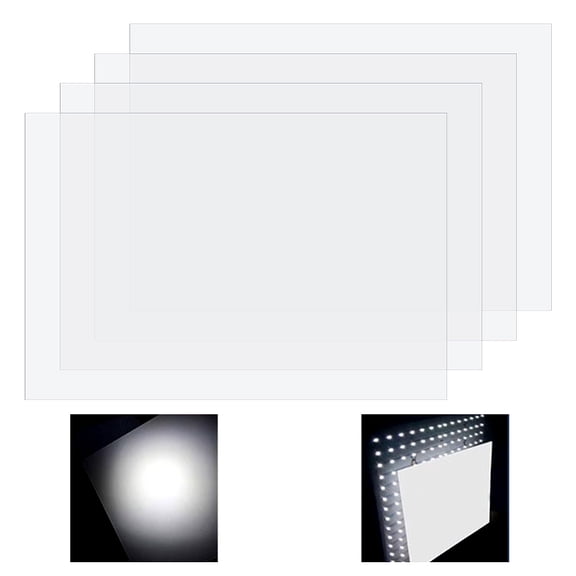 4 Pcs Light Diffusion Film 8.2 x 11.8 Inch LED Lighting Diffuser Sheet Diffusion Film Filter Light Guide Film for LCD Photography Softening Led Lights