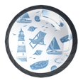 thumbnail image 1 of 4 Pcs Lighthouse Deck Chair Conch Knobs for Kitchen Cabinet Cupboard Dresser Bookcase Drawer Pulls Handles Round Home Decor, 1 of 8