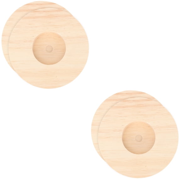 MERRYHAPY 4-Pack Wooden Round Lamp Bases in Coffee Color, Solid Wood Display Stands for Table Lamps and Lighting Fixtures