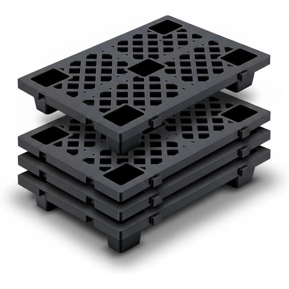 4 Pcs Lightweight Nestable Plastic Pallets - 23.6" x 15.8" Floor Pallets for Storage, Heavy Duty Waterproof with Ventilated Grids, Ideal for Warehouse, Garage, Basement, and Indoor Outdoor