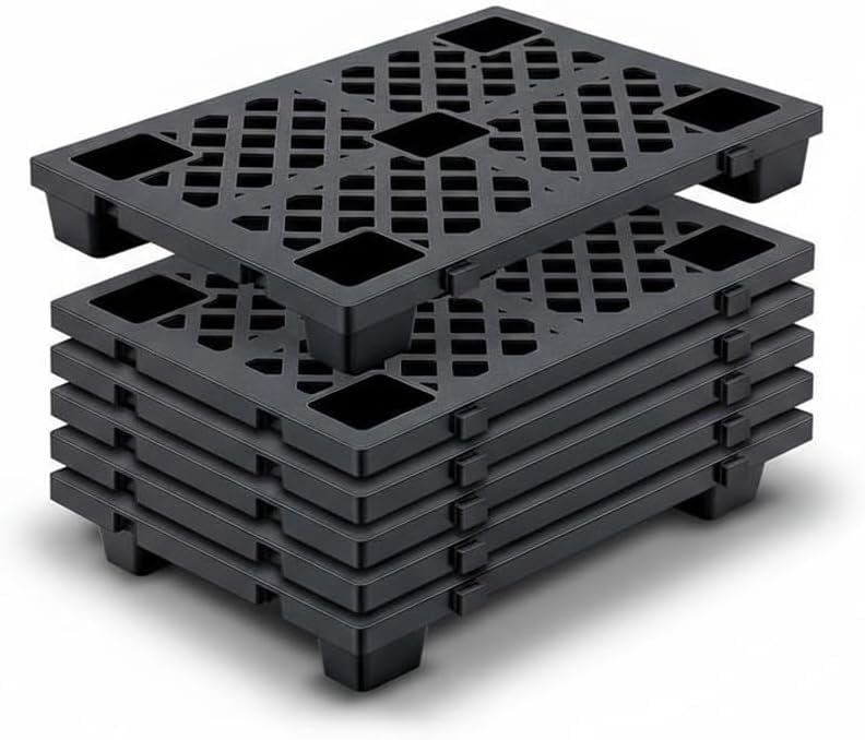 4 Pcs Lightweight Nestable Plastic Pallets - 23.6" x 15.8" Floor Pallets for Storage, Heavy Duty Waterproof with Ventilated Grids, Ideal for Warehouse, Garage, Basement, and Indoor Outdoor