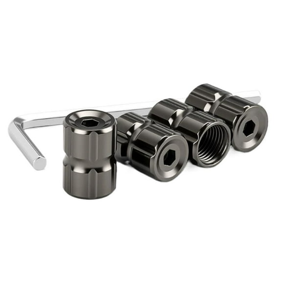 4 Pcs Locking Tire Valve Caps - Anti Theft Design with O Rubber , Universal Stainless Steel Tire Valve Caps for Cars/SUVs/Bike/Trucks/Motorcycles, Leak-Proof Lock Tight Fit