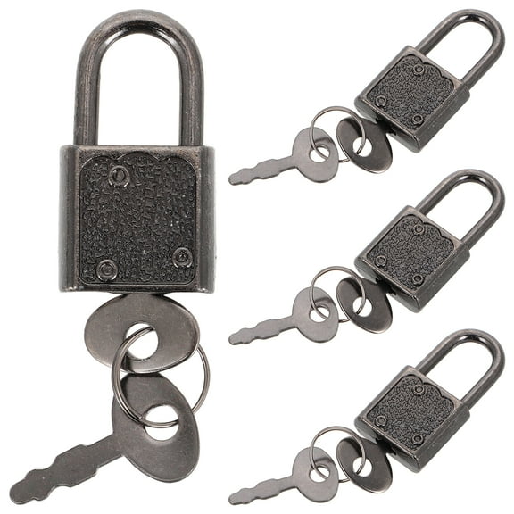 DRAFIDEEP 4Pcs Black Metal Locks with Keys Pirate Design for Storage Or Locker Use