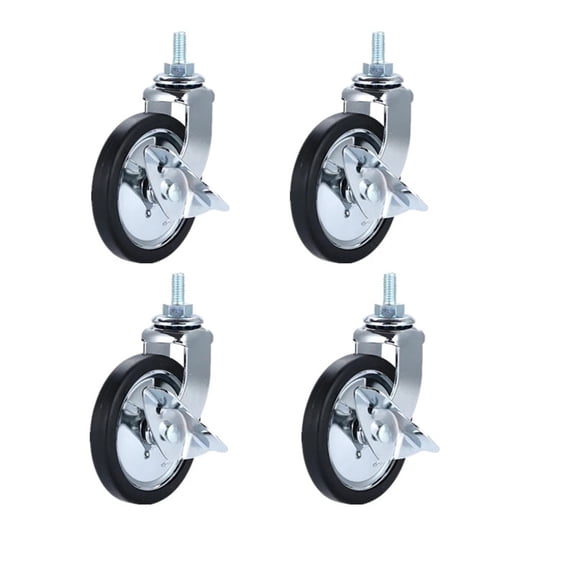 4 Pcs/Lot 3-inch Lead Screw Chrome Plated Universal/Brake Dining Wheel PP Casters Trolley Silent Wheels Furniture ,Multiple Uses